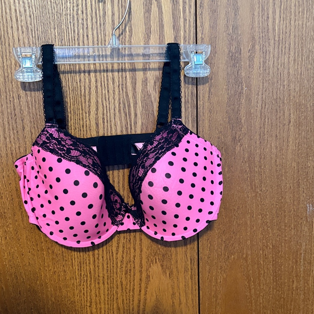Smart & Sexy Pink and Black Polka Dot Bra